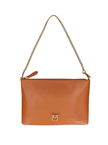 Pinko Damen Flat Classic Vitello Seta Tasche, Z14q_Weiß Seide Antik Gold im Sale